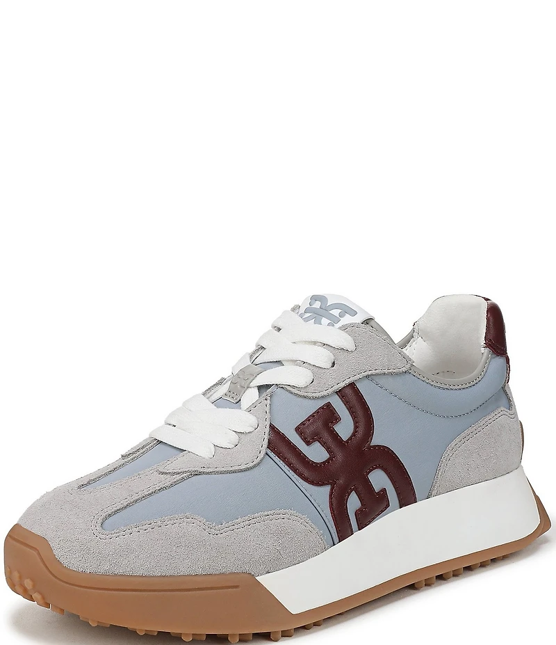 Sam Edelman Langley Suede and Nylon Logo Detail Platform Retro Sneakers