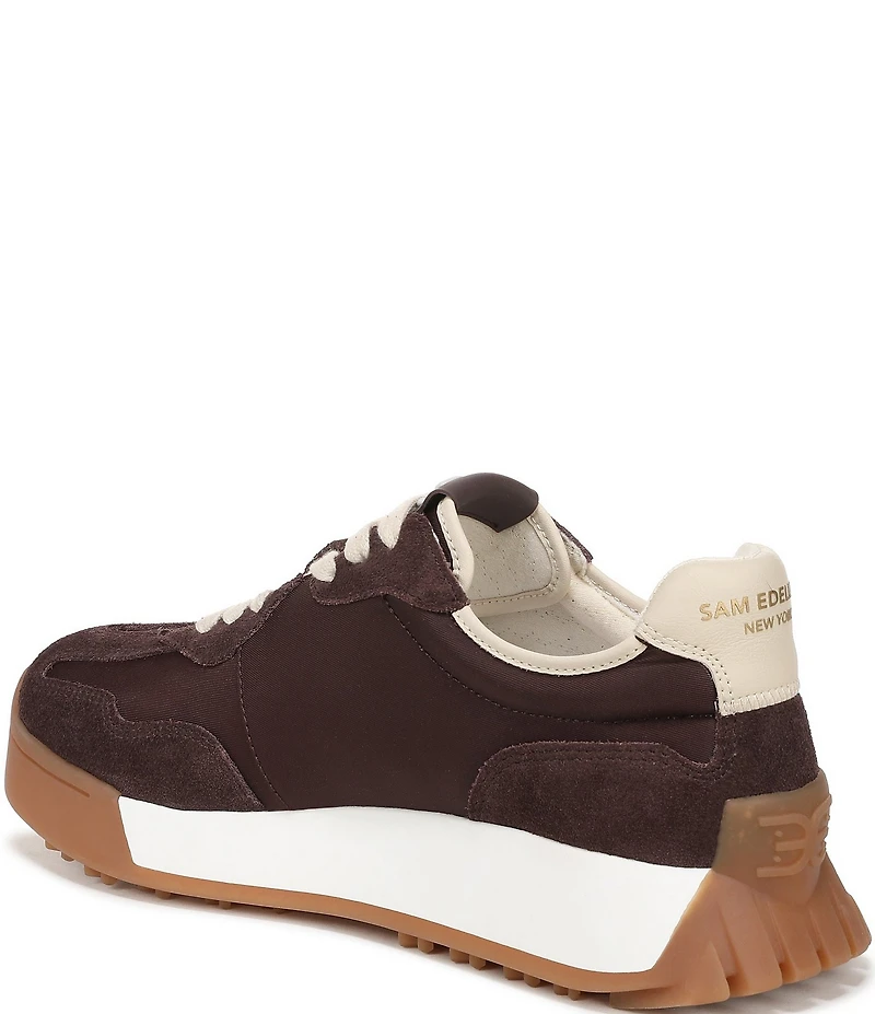 Sam Edelman Langley Suede Nylon Logo Detail Platform Retro Sneakers