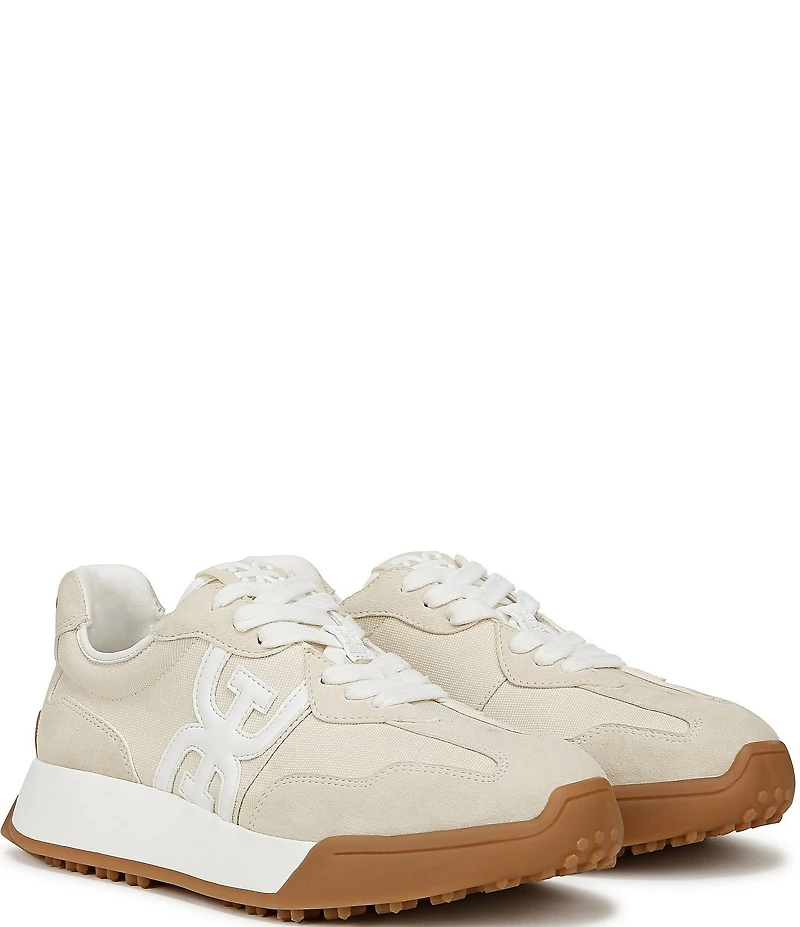Sam Edelman Langley Suede Nylon Logo Detail Platform Retro Sneakers