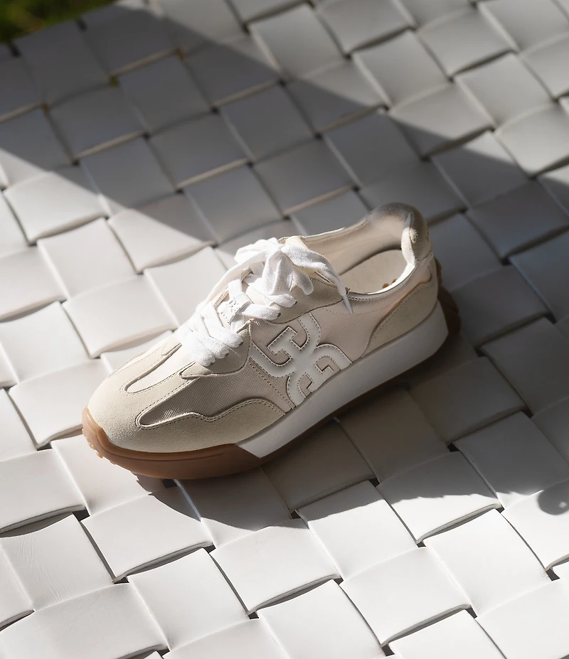 Sam Edelman Langley Suede and Nylon Logo Detail Platform Retro Sneakers