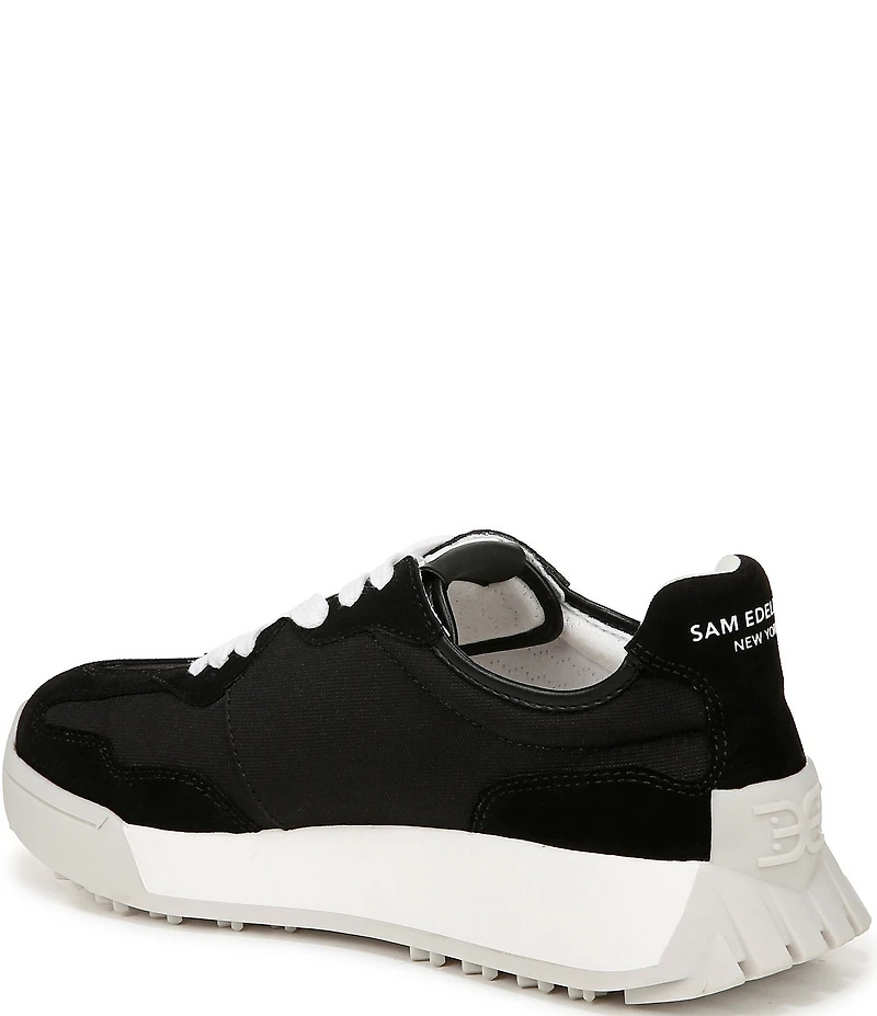 Sam Edelman Langley Suede Nylon Logo Detail Platform Retro Sneakers