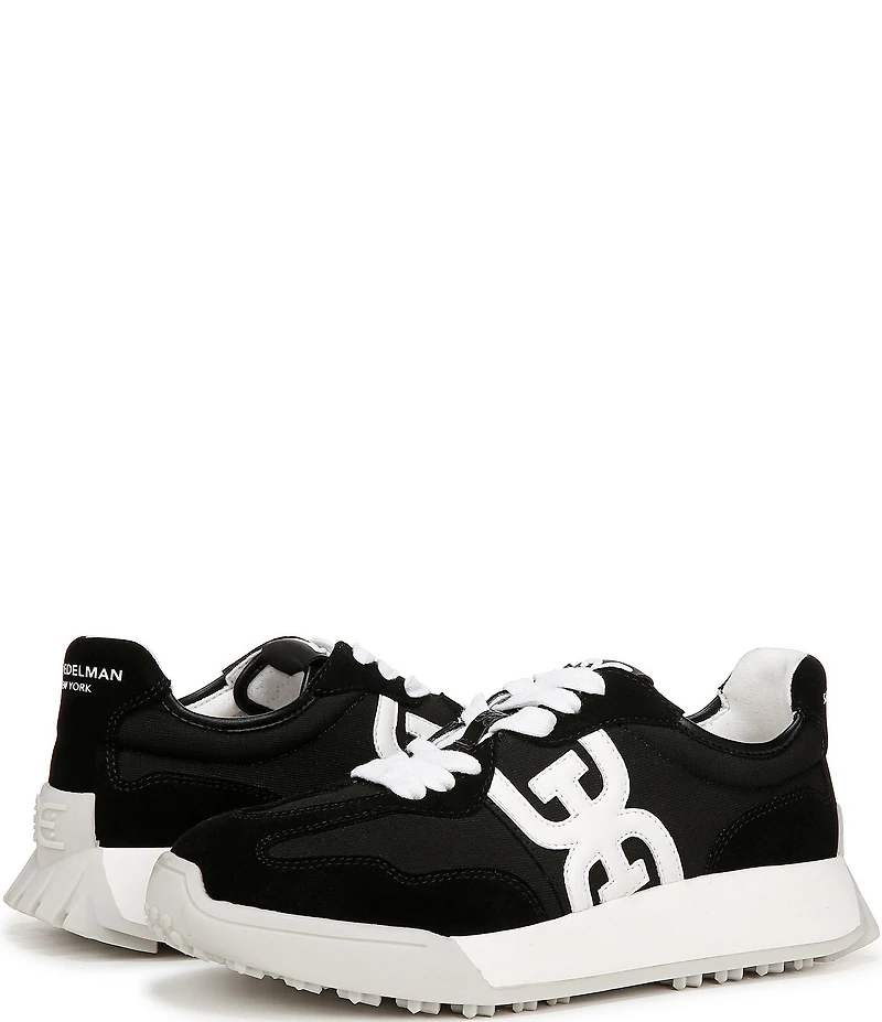 Sam Edelman Langley Suede Nylon Logo Detail Platform Retro Sneakers