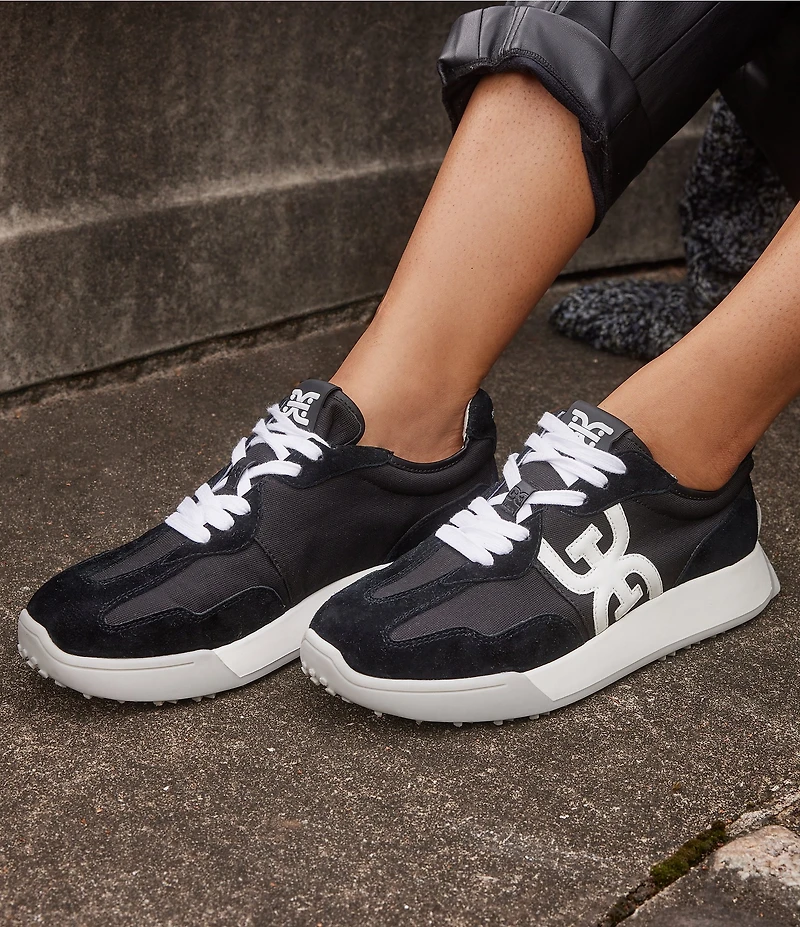 Sam Edelman Langley Suede Nylon Logo Detail Platform Retro Sneakers