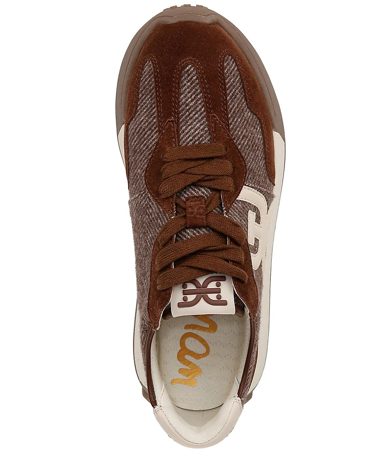 Sam Edelman Langley Tweed and Suede Logo Detail Platform Retro Sneakers