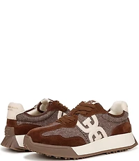 Sam Edelman Langley Tweed and Suede Logo Detail Platform Retro Sneakers
