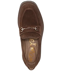 Sam Edelman Lea Suede Bit Buckle Lug Sole Loafers