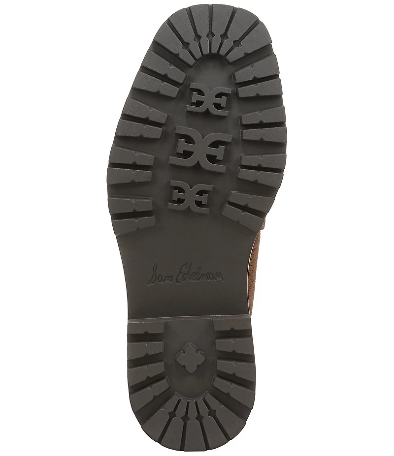 Sam Edelman Lea Suede Bit Buckle Lug Sole Loafers