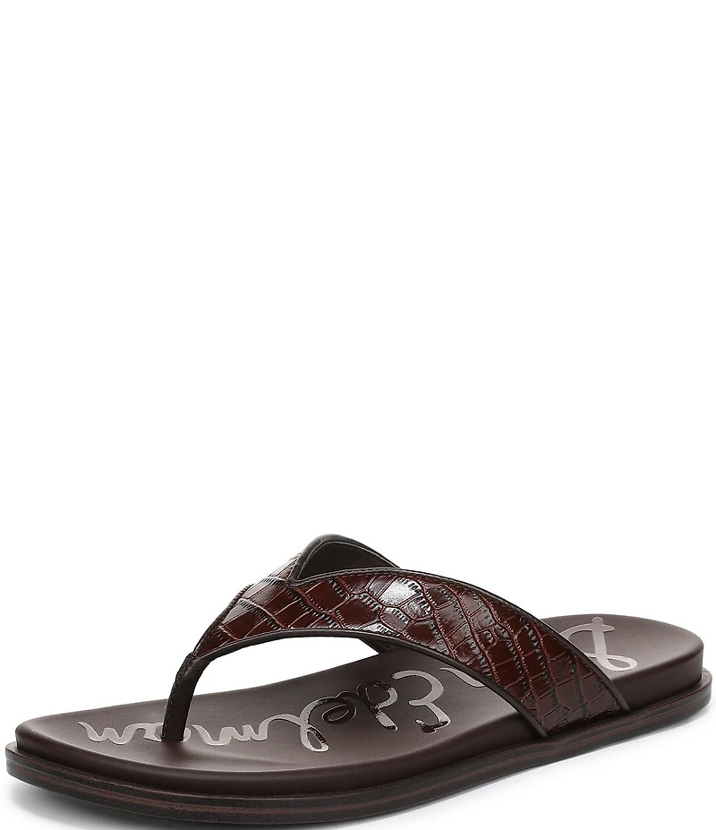 Sam Edelman Lila Leather Croco Pint Flip Flops