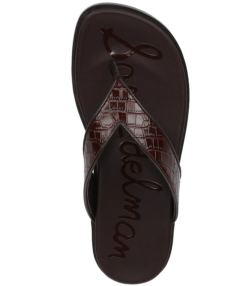 Sam Edelman Lila Leather Croco Pint Flip Flops