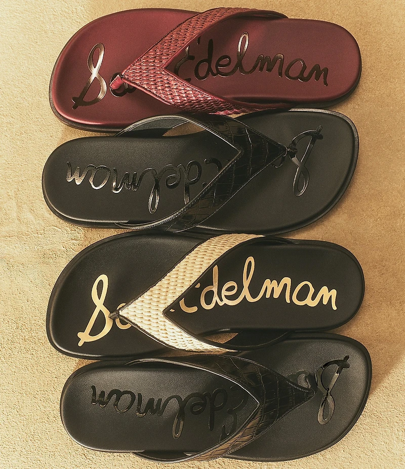 Sam Edelman Lila Leather Croco Pint Flip Flops