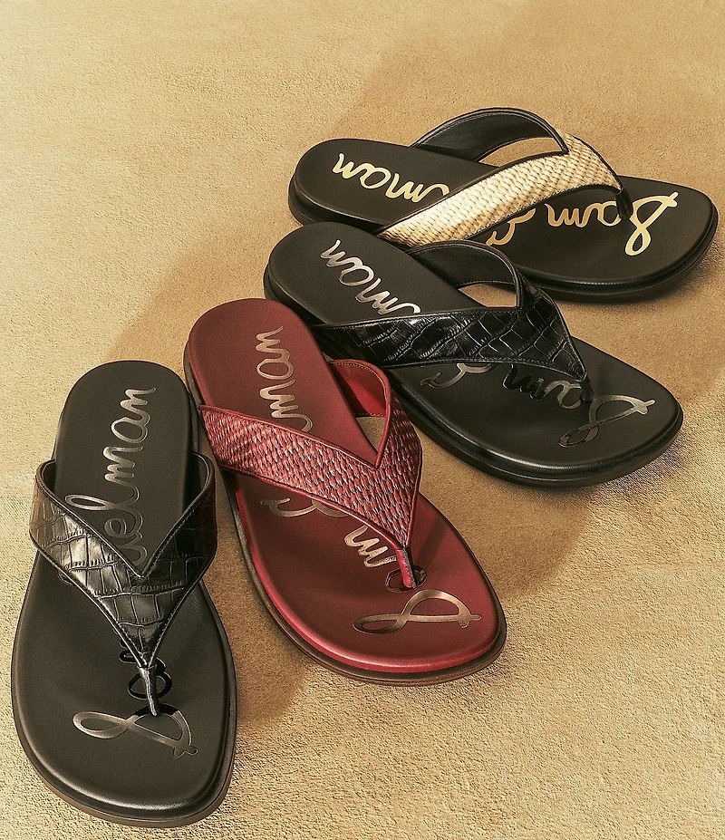 Sam Edelman Lila Leather Croco Pint Flip Flops