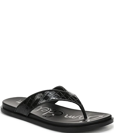 Sam Edelman Lila Leather Croco Pint Flip Flops