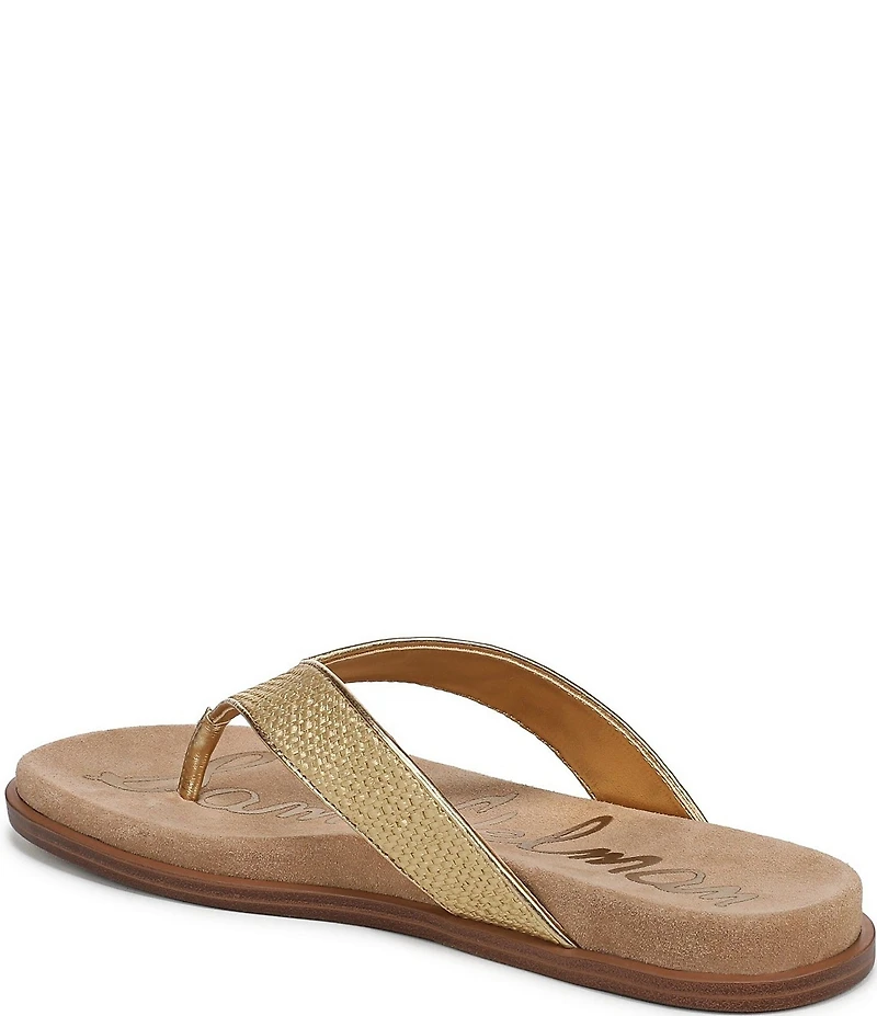 Sam Edelman Lila Metallic Basket Weave Raffia Thong Sandals