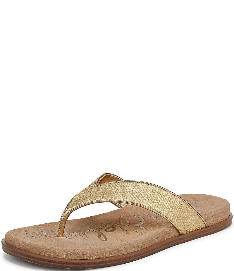 Sam Edelman Lila Metallic Basket Weave Raffia Thong Sandals