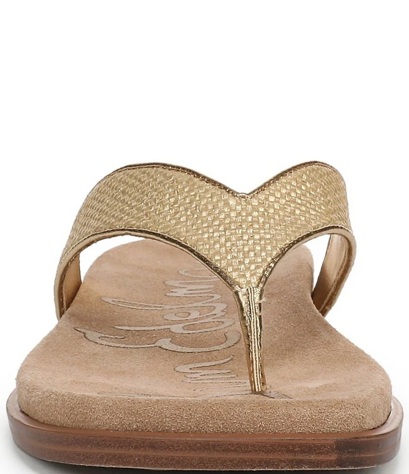 Sam Edelman Lila Metallic Basket Weave Raffia Thong Sandals