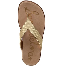 Sam Edelman Lila Metallic Basket Weave Raffia Thong Sandals