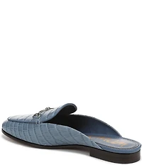 Sam Edelman Linnie Crocodile Embossed Leather Bit Buckle Loafer Mules