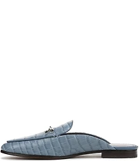 Sam Edelman Linnie Crocodile Embossed Leather Bit Buckle Loafer Mules