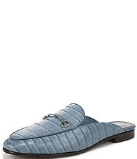 Sam Edelman Linnie Crocodile Embossed Leather Bit Buckle Loafer Mules