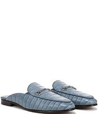 Sam Edelman Linnie Crocodile Embossed Leather Bit Buckle Loafer Mules
