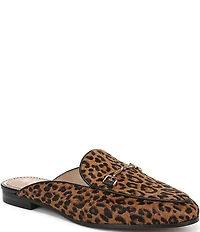 Sam Edelman Linnie Leopard Print Calf Hair Bit Buckle Loafer Mules
