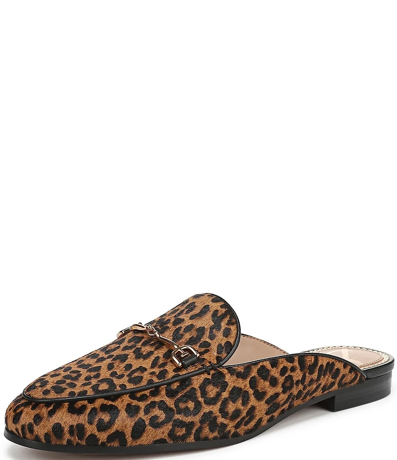 Sam Edelman Linnie Leopard Print Calf Hair Bit Buckle Loafer Mules