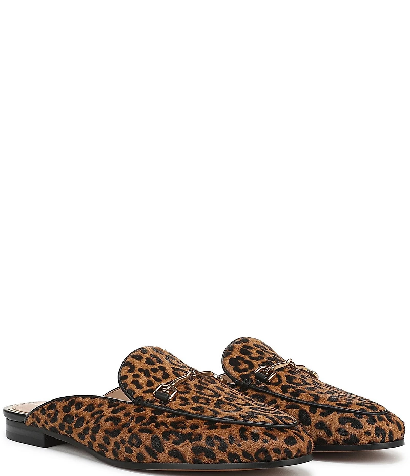Sam Edelman Linnie Leopard Print Calf Hair Bit Buckle Loafer Mules