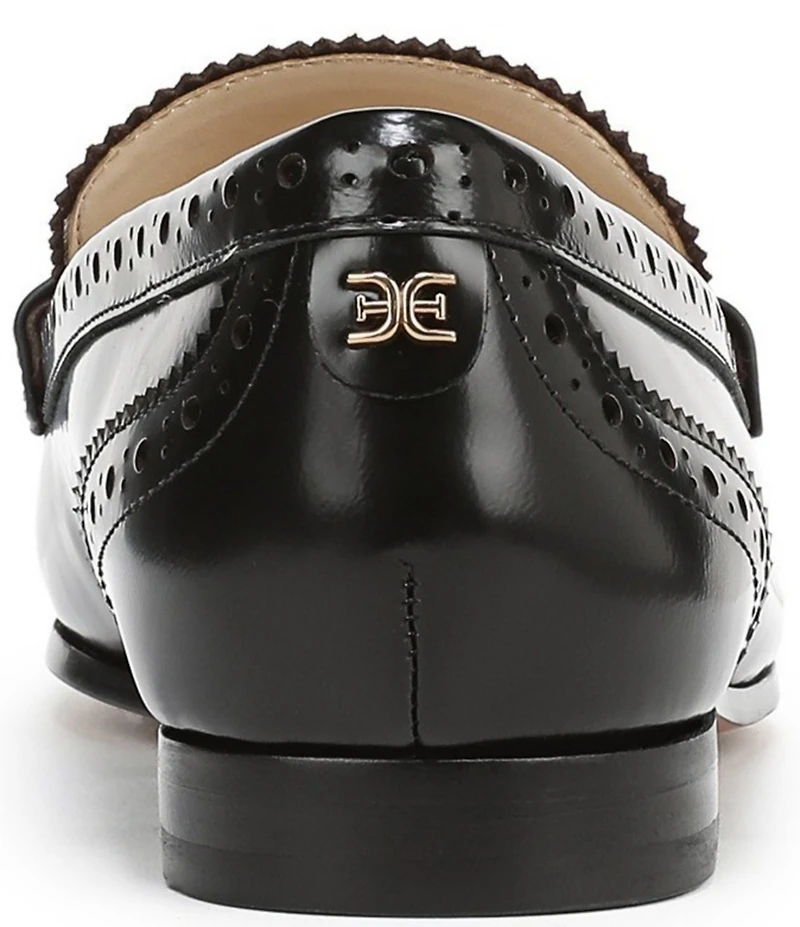 Sam Edelman Liona Leather and Suede Bit Buckle Brogue Detail Loafers