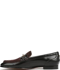 Sam Edelman Liona Leather and Suede Bit Buckle Brogue Detail Loafers