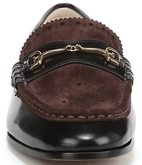 Sam Edelman Liona Leather and Suede Bit Buckle Brogue Detail Loafers
