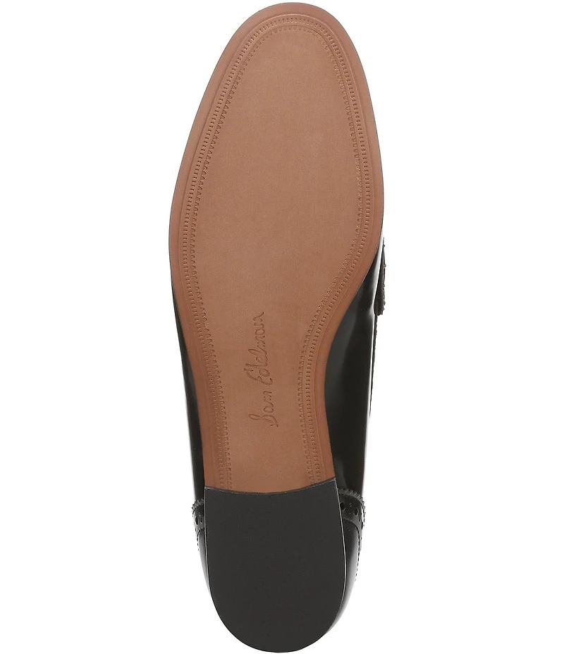 Sam Edelman Liona Leather and Suede Bit Buckle Brogue Detail Loafers