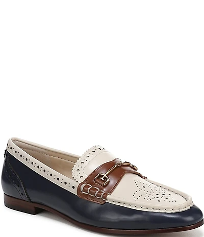 Sam Edelman Liona Leather Brogue Detail Bit Buckle Loafers
