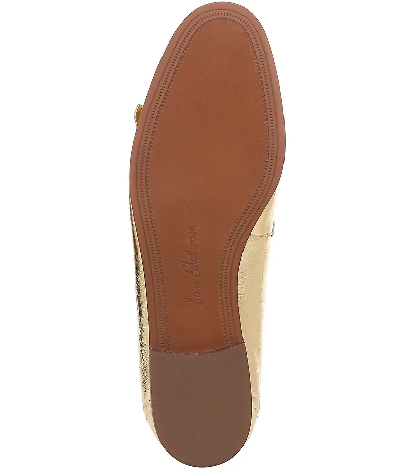 Sam Edelman Liz Crinkle Metallic Leather Kiltie Fringe Bit Buckle Loafers