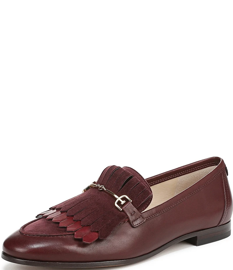 Sam Edelman Liz Leather Suede Kiltie Bit Buckle Loafers