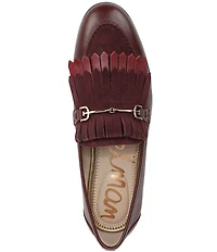 Sam Edelman Liz Leather Suede Kiltie Bit Buckle Loafers