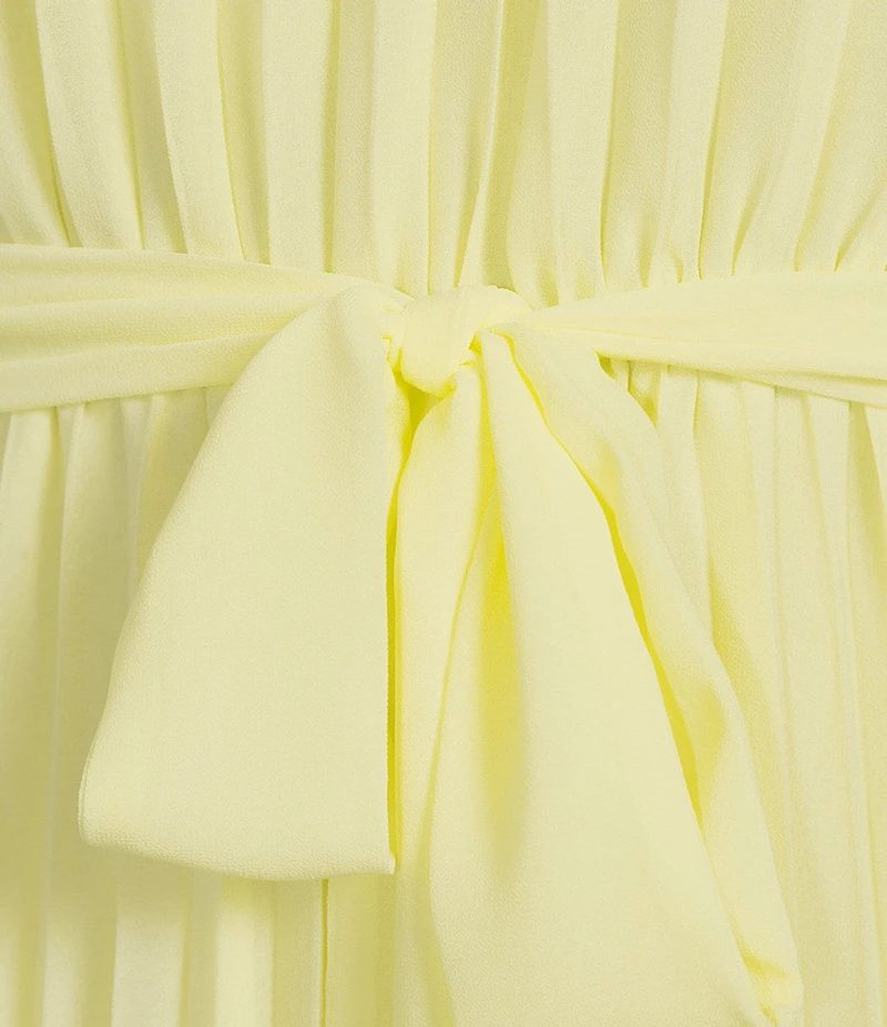 Sam Edelman Chiffon V-Neck Long Sleeve Pleated A-Line Midi Dress