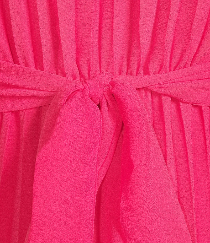 Sam Edelman Chiffon V-Neck Long Sleeve Pleated A-Line Midi Dress