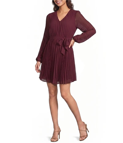 Sam Edelman Long Sleeve Pleated Chiffon Mini Dress