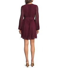 Sam Edelman Long Sleeve Pleated Chiffon Mini Dress
