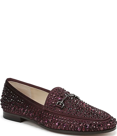 Sam Edelman Loraine Bling Embellished Satin Bit Buckle Loafers