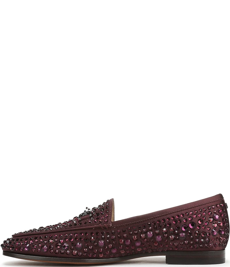 Sam Edelman Loraine Bling Embellished Satin Bit Buckle Loafers
