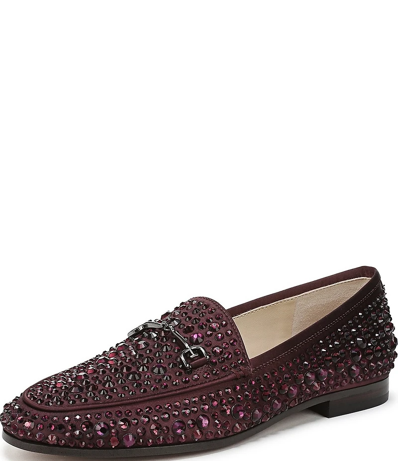 Sam Edelman Loraine Bling Embellished Satin Bit Buckle Loafers