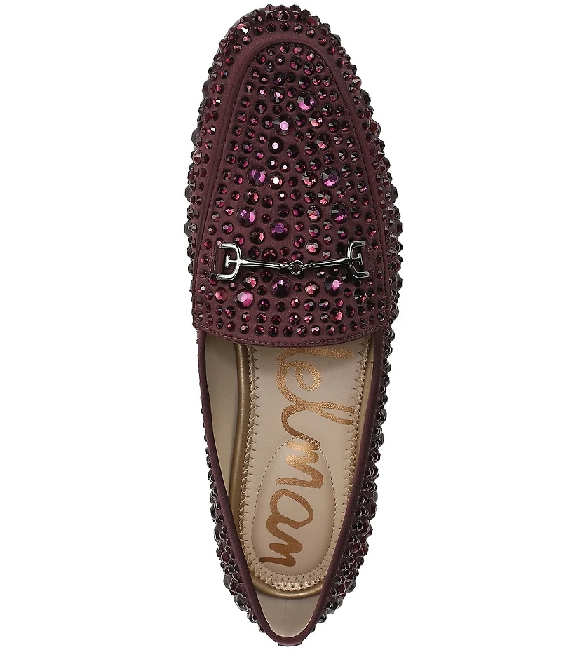 Sam Edelman Loraine Bling Embellished Satin Bit Buckle Loafers