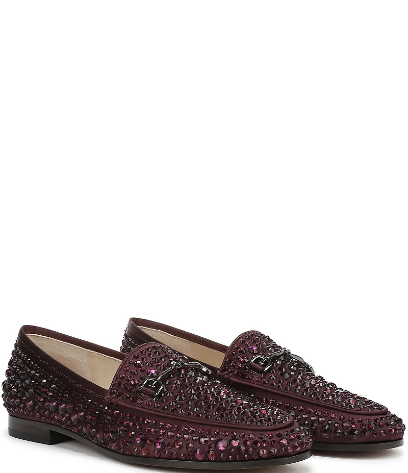 Sam Edelman Loraine Bling Embellished Satin Bit Buckle Loafers