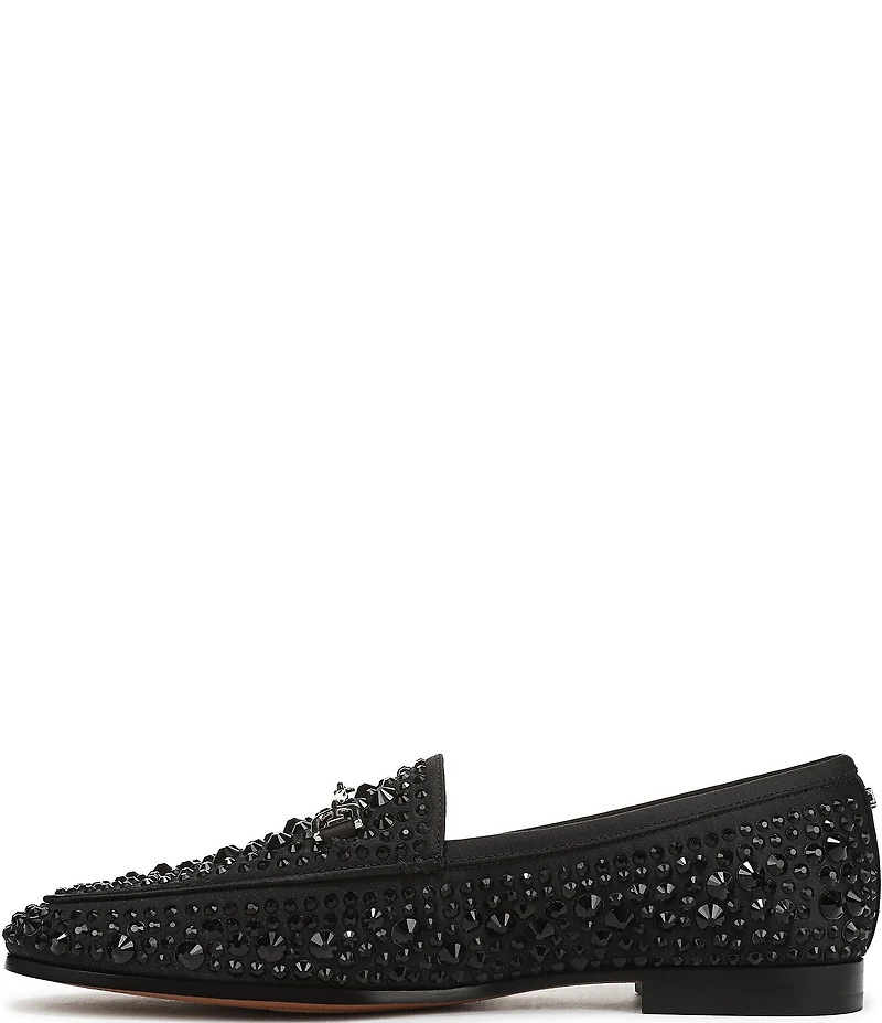 Sam Edelman Loraine Bling Embellished Satin Bit Buckle Loafers