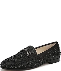 Sam Edelman Loraine Bling Embellished Satin Bit Buckle Loafers