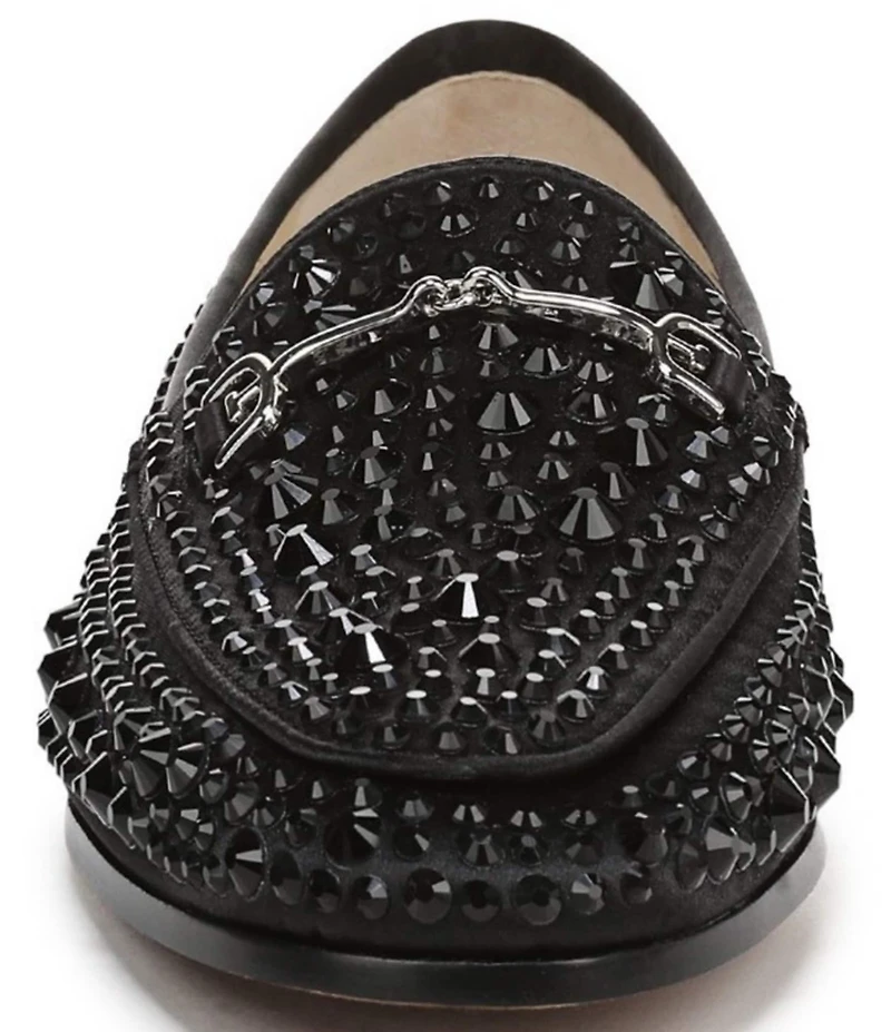 Sam Edelman Loraine Bling Embellished Satin Bit Buckle Loafers