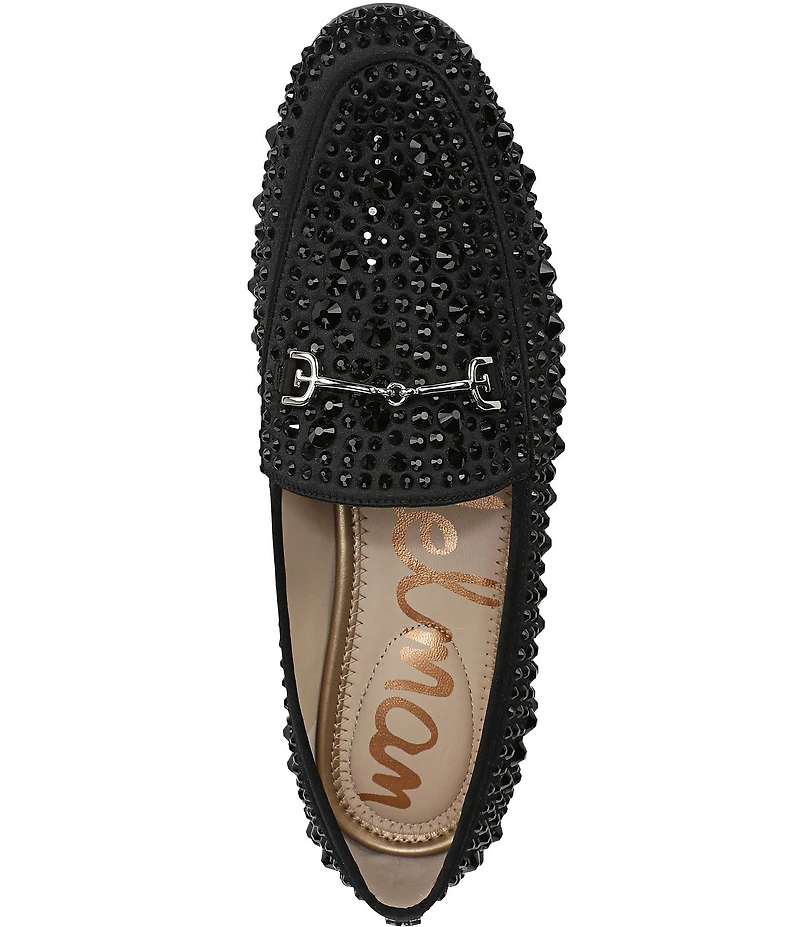 Sam Edelman Loraine Bling Embellished Satin Bit Buckle Loafers