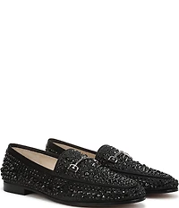 Sam Edelman Loraine Bling Embellished Satin Bit Buckle Loafers