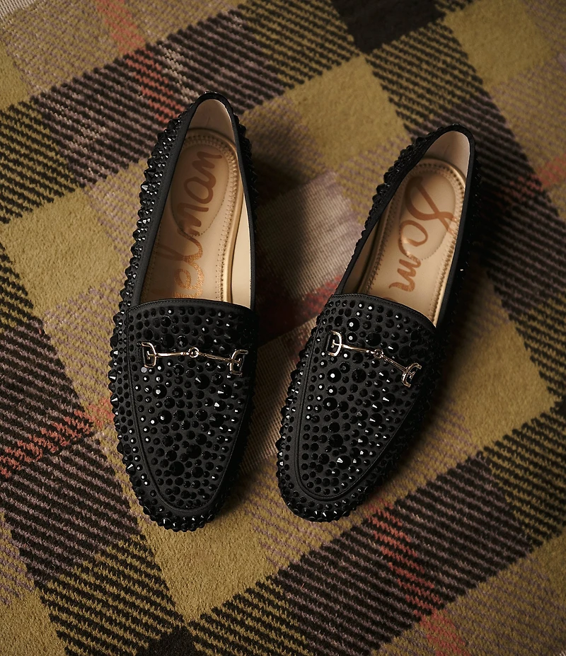 Sam Edelman Loraine Bling Embellished Satin Bit Buckle Loafers